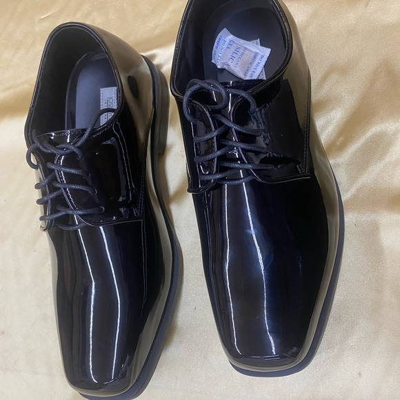 NEW JOSEPH & FEISS INTERNATIONAL LEATHER TUXEDO SHOES WIDE wedding Oxford lace - Picture 4 of 6